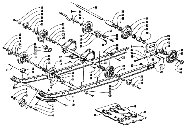 Parts Diagram for Arctic Cat 1992 PROWLER SNOWMOBILE SLIDE RAIL AND TRACK ASSEMBLY