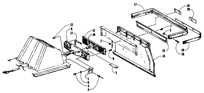 Parts Diagram for Arctic Cat 1991 COUGAR SNOWMOBILE TAILLIGHT AND REAR BUMPER