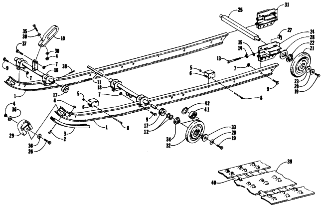 Parts Diagram for Arctic Cat 1991 LYNX SNOWMOBILE SLIDE RAIL AND TRACK ASSEMBLY