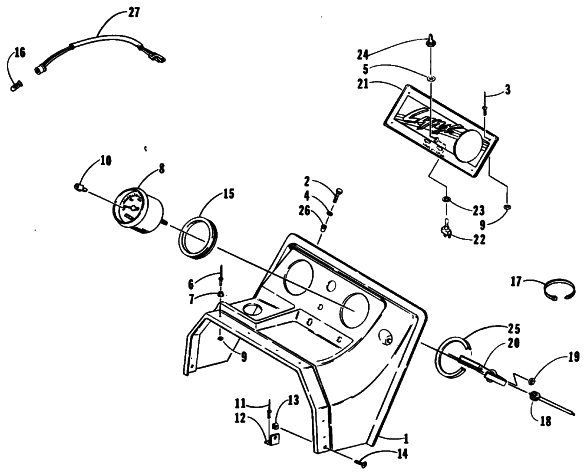 Parts Diagram for Arctic Cat 1991 LYNX SNOWMOBILE CONSOLE AND INSTRUMENTS