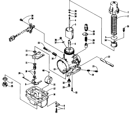 Parts Diagram for Arctic Cat 1992 PANTERA SNOWMOBILE CARBURETOR