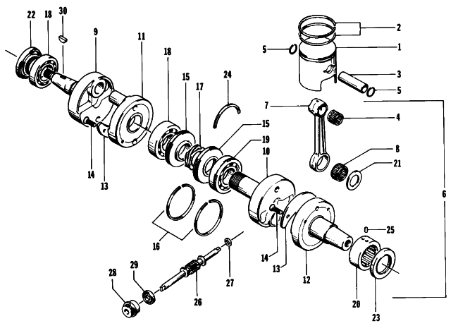Parts Diagram for Arctic Cat 1993 COUGAR MOUNTAIN CAT SNOWMOBILE PISTON AND CRANKSHAFT