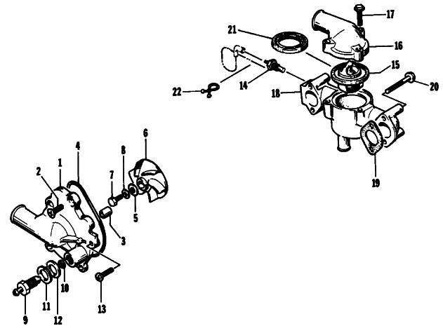 Parts Diagram for Arctic Cat 1992 PROWLER 2-UP SNOWMOBILE WATER PUMP/WATER MANIFOLD