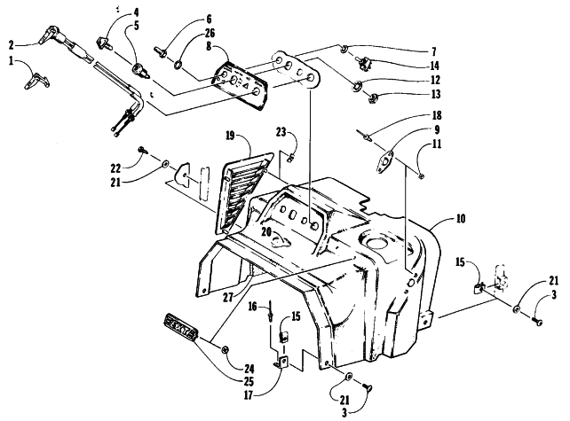 Parts Diagram for Arctic Cat 1991 EL TIGRE EXT SNOWMOBILE SWITCH AND CONSOLE ASSEMBLY