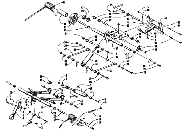 Parts Diagram for Arctic Cat 1991 WILDCAT EFI MOUNTAIN CAT SNOWMOBILE REAR SUSPENSION ARM ASSEMBLIES