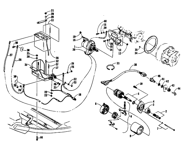 Parts Diagram for Arctic Cat 1991 EL TIGRE EXT SNOWMOBILE ELECTRIC START ASSEMBLY