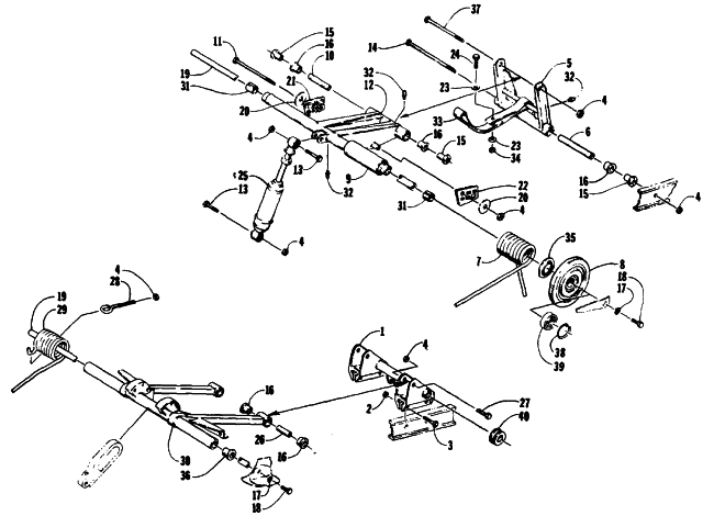 Parts Diagram for Arctic Cat 1991 JAG MOUNTAIN CAT SNOWMOBILE REAR SUSPENSION ARM ASSEMBLIES