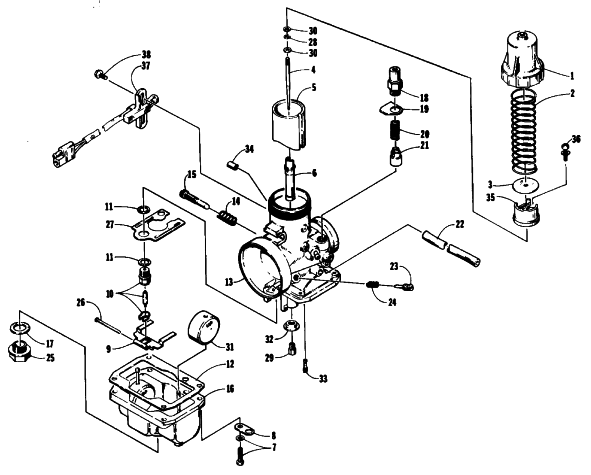 Parts Diagram for Arctic Cat 1991 WILDCAT 700 MOUNTAIN CAT SNOWMOBILE CARBURETOR