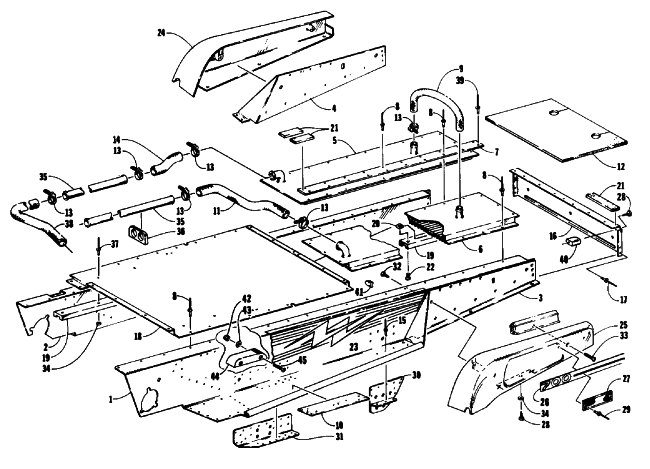 Parts Diagram for Arctic Cat 1991 WILDCAT 700 SNOWMOBILE TUNNEL AND COOLING ASSEMBLIES