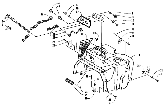Parts Diagram for Arctic Cat 1991 WILDCAT 700 MOUNTAIN CAT SNOWMOBILE SWITCH AND CONSOLE ASSEMBLY
