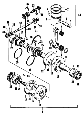 Parts Diagram for Arctic Cat 1991 WILDCAT 700 MOUNTAIN CAT SNOWMOBILE PISTON AND CRANKSHAFT