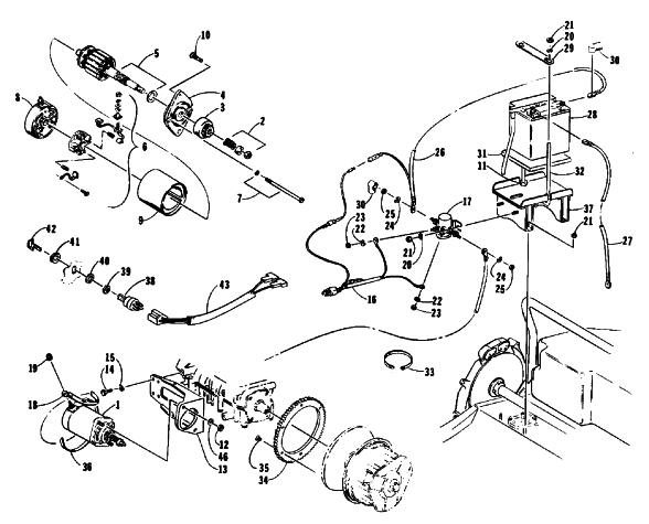 Parts Diagram for Arctic Cat 1992 SUPER JAG SNOWMOBILE ELECTRIC START ASSEMBLY