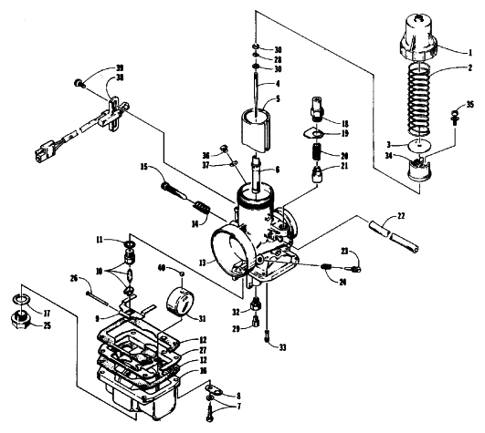 Parts Diagram for Arctic Cat 1992 EXT SPECIAL SNOWMOBILE CARBURETOR