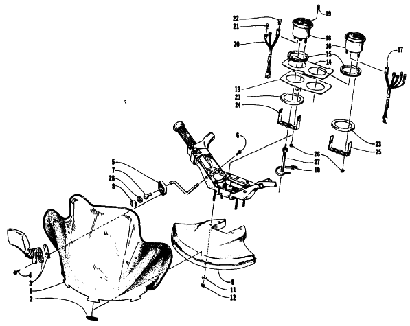 Parts Diagram for Arctic Cat 1991 PANTERA SNOWMOBILE WINDSHIELD, FAIRING, AND INSTRUMENTS