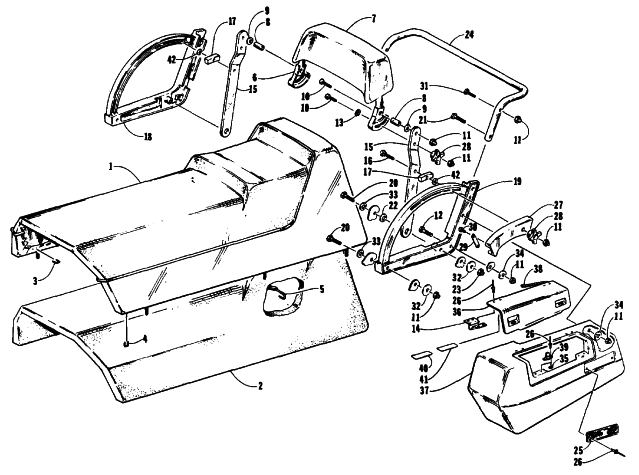 Parts Diagram for Arctic Cat 1991 PANTERA SNOWMOBILE SEAT AND BACKREST ASSEMBLIES