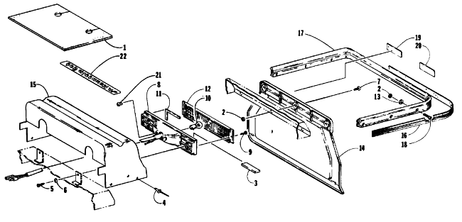Parts Diagram for Arctic Cat 1991 WILDCAT 700 MOUNTAIN CAT SNOWMOBILE TAILLIGHT AND REAR BUMPER