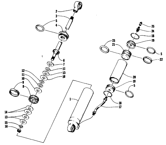 Parts Diagram for Arctic Cat 1991 EXT SPECIAL SNOWMOBILE REAR SUSPENSION REAR ARM SHOCK ABSORBER