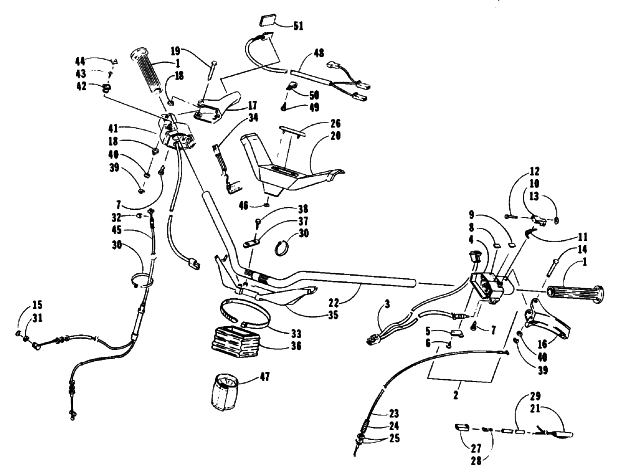 Parts Diagram for Arctic Cat 1992 WILDCAT MOUNTAIN CAT EFI SNOWMOBILE HANDLEBAR AND CONTROLS