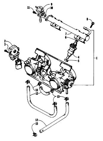 Parts Diagram for Arctic Cat 1992 WILDCAT EFI SNOWMOBILE THROTTLE BODY ASSEMBLY