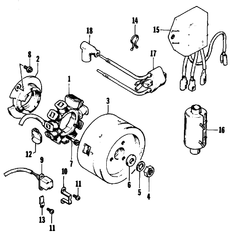 Parts Diagram for Arctic Cat 1992 WILDCAT EFI SNOWMOBILE ELECTRICAL EQUIPMENT/MAGNETO