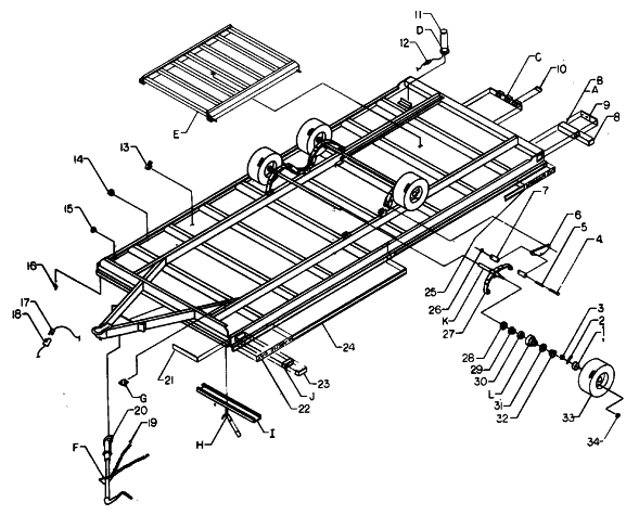 Parts Diagram for Arctic Cat 1991 CAT CARRIER CC180 H.D. SNOWMOBILE TRAILER - CC180 H.D.