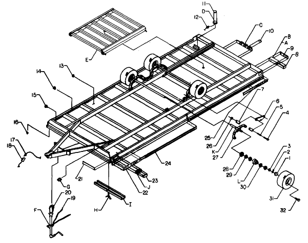 Parts Diagram for Arctic Cat 1991 CAT CARRIER CC180 SNOWMOBILE TRAILER - CC180