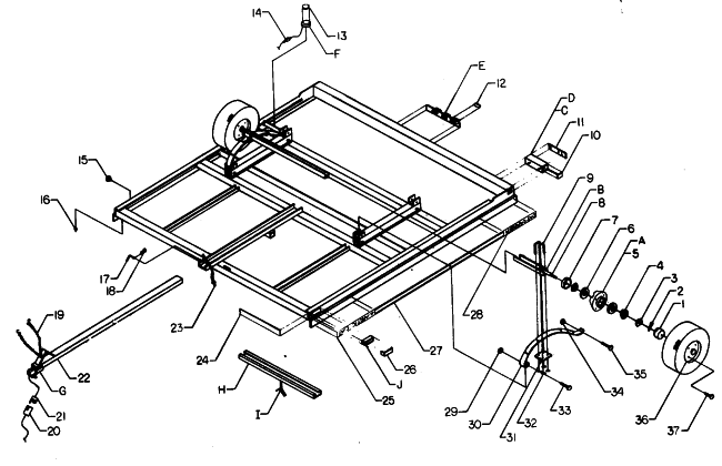 Parts Diagram for Arctic Cat 1991 CAT CARRIER CC80E SNOWMOBILE TRAILER - CC80E
