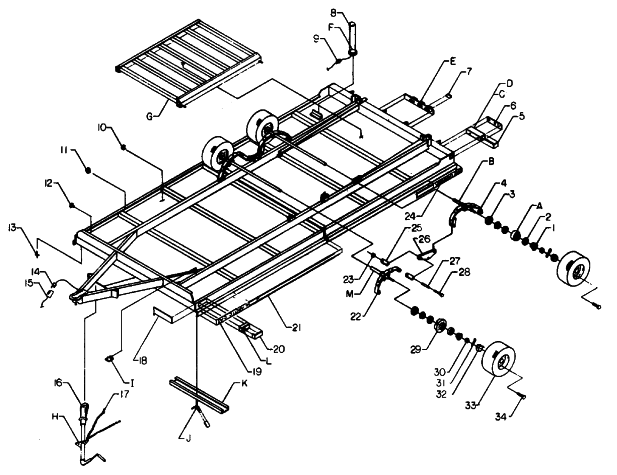 Parts Diagram for Arctic Cat 1991 CAT CARRIER CC160G SNOWMOBILE TRAILERS - CC160, CC160G