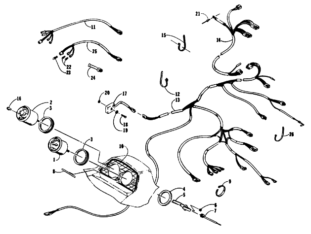 Parts Diagram for Arctic Cat 1992 COUGAR 2UP SNOWMOBILE INSTURMENTS AND WIRING ASSEMBLIES