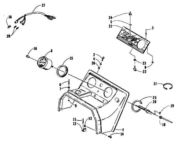 Parts Diagram for Arctic Cat 1992 LYNX DELUXE SNOWMOBILE CONSOLE AND INSTRUMENTS