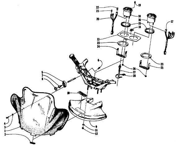 Parts Diagram for Arctic Cat 1992 EXT SPECIAL SNOWMOBILE WINDSHIELD, FAIRING, AND INSTRUMENTS