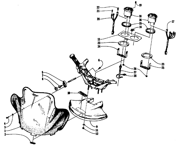 Parts Diagram for Arctic Cat 1992 PROWLER 2-UP SNOWMOBILE WINDSHIELD, FAIRING, AND INSTRUMENTS