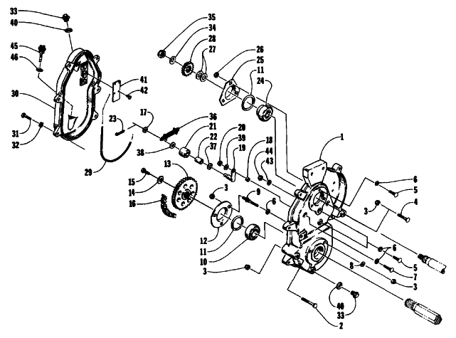 Parts Diagram for Arctic Cat 1992 PROWLER SNOWMOBILE DRIVE/DROPCASE ASSEMBLY