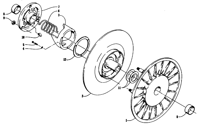 Parts Diagram for Arctic Cat 1992 LYNX SNOWMOBILE DRIVEN CLUTCH