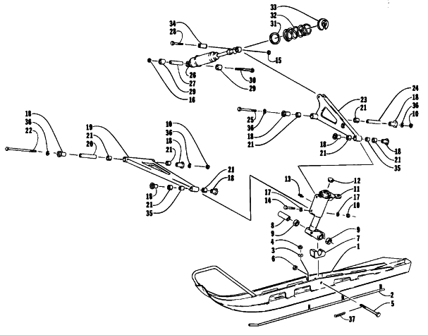 Parts Diagram for Arctic Cat 1993 LYNX MOUNTAIN CAT SNOWMOBILE SKI AND FRONT SUSPENSION