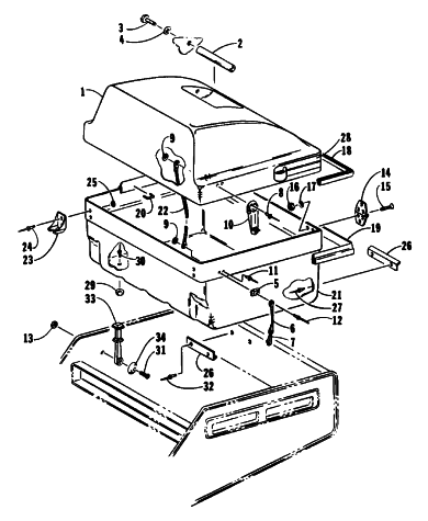 Parts Diagram for Arctic Cat 1992 CHEETAH TOURING SNOWMOBILE TOURING BOX ASSEMBLY