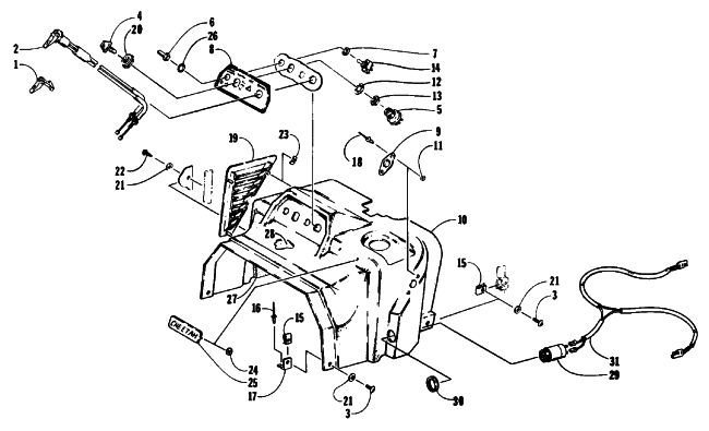 Parts Diagram for Arctic Cat 1992 CHEETAH TOURING SNOWMOBILE SWITCH AND CONSOLE ASSEMBLY