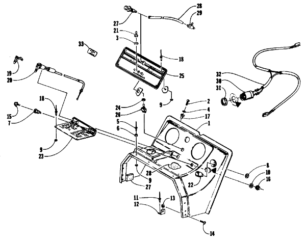 Parts Diagram for Arctic Cat 1992 JAG AFS LT 1 SPEED SNOWMOBILE SWITCH, CHOKE, AND CONSOLE ASSEMBLY