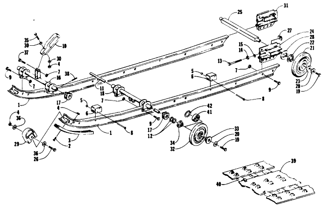 Parts Diagram for Arctic Cat 1993 LYNX DELUXE SNOWMOBILE SLIDE RAIL AND TRACK ASSEMBLY
