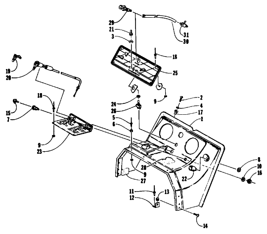 Parts Diagram for Arctic Cat 1992 LYNX MOUNTAIN CAT SNOWMOBILE SWITCH, CHOKE, AND CONSOLE ASSEMBLY