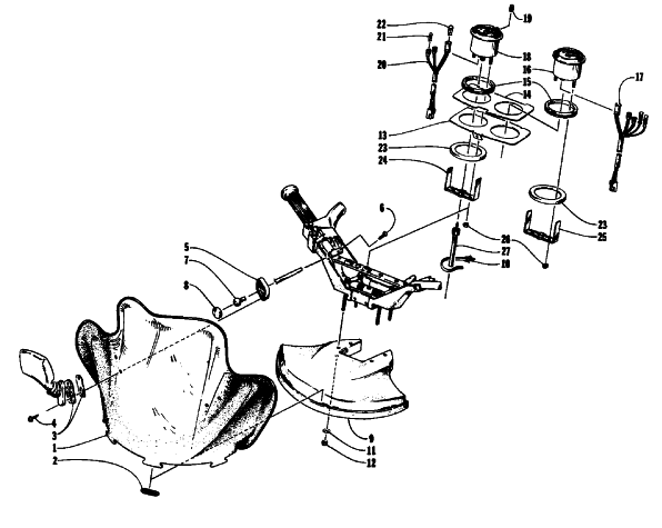 Parts Diagram for Arctic Cat 1992 PANTERA SNOWMOBILE WINDSHIELD, FAIRING, AND INSTRUMENTS