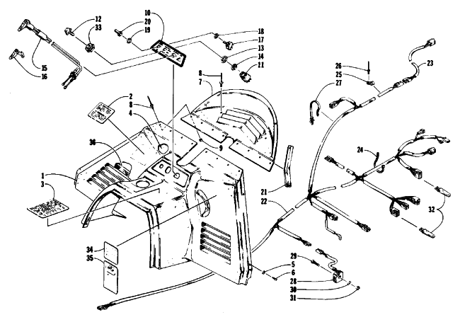Parts Diagram for Arctic Cat 1992 PANTERA SNOWMOBILE CONSOLE, SWITCHES, AND WIRING ASSEMBLIES