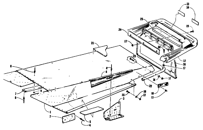 Parts Diagram for Arctic Cat 1992 JAG SNOWMOBILE TUNNEL AND REAR BUMPER