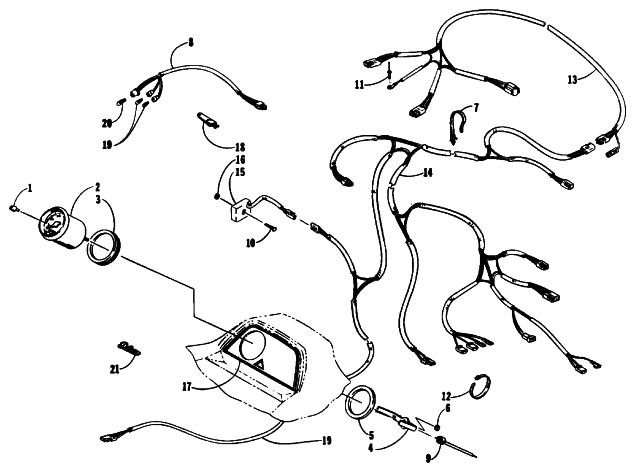 Parts Diagram for Arctic Cat 1992 JAG SNOWMOBILE INSTRUMENTS AND WIRING ASSEMBLIES
