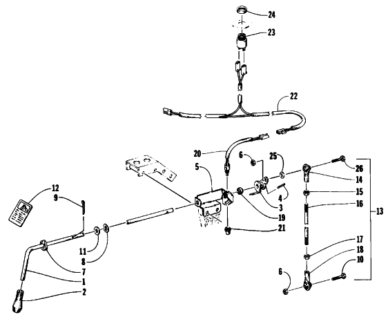Parts Diagram for Arctic Cat 1993 COUGAR SNOWMOBILE REVERSE SHIFT LEVER ASSEMBLY