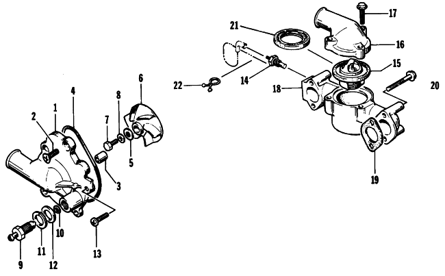 Parts Diagram for Arctic Cat 1993 EXT 580 Z SNOWMOBILE WATER PUMP/WATER MANIFOLD