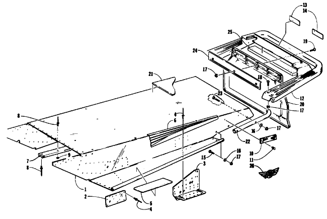 Parts Diagram for Arctic Cat 1992 JAG SPECIAL SNOWMOBILE TUNNEL, COOLING, AND REAR BUMPER