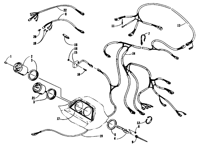 Parts Diagram for Arctic Cat 1992 JAG SPECIAL SNOWMOBILE INSTRUMENTS AND WIRING ASSEMBLIES