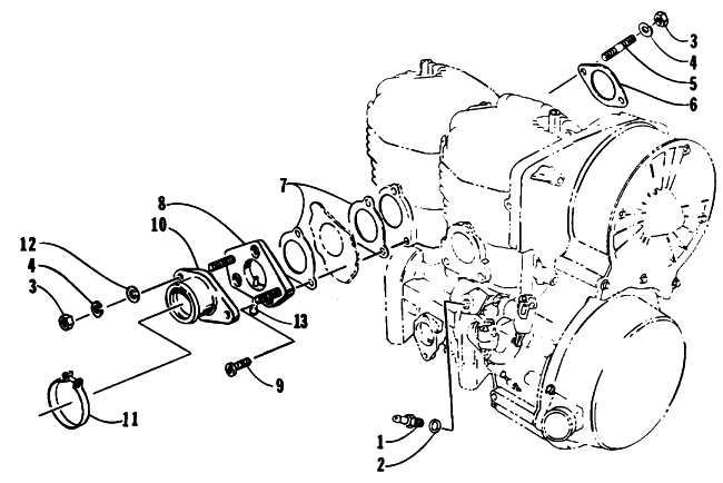 Parts Diagram for Arctic Cat 1993 JAG Z SNOWMOBILE INTAKE ASSEMBLY