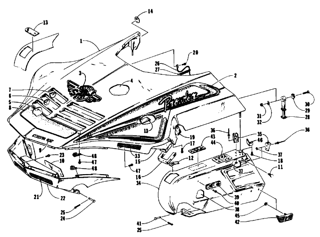 Parts Diagram for Arctic Cat 1992 PROWLER SPECIAL SNOWMOBILE HOOD AND SIDE PODS